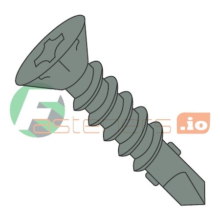 Newport Fasteners Self-Drilling Screw, #8 x 1-1/4 in, Green Ceramic Steel Flat Head Phillips Drive, 1000 PK 321299